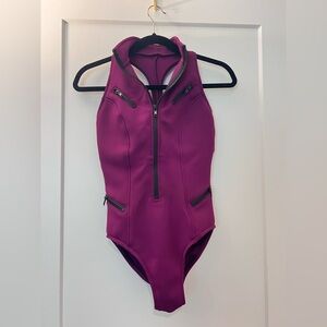 Magenta Zip-Up Sleeveless swimsuit